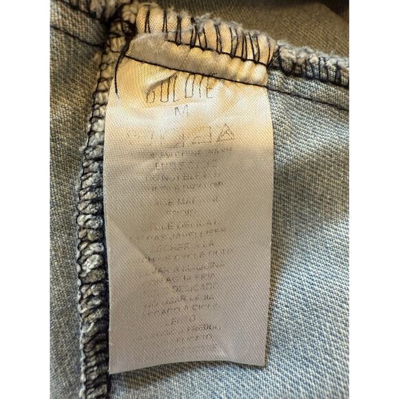 Goldie London Light Wash Denim Mini Skirt Raw Hem High Waist Size M - Picture 6 of 6